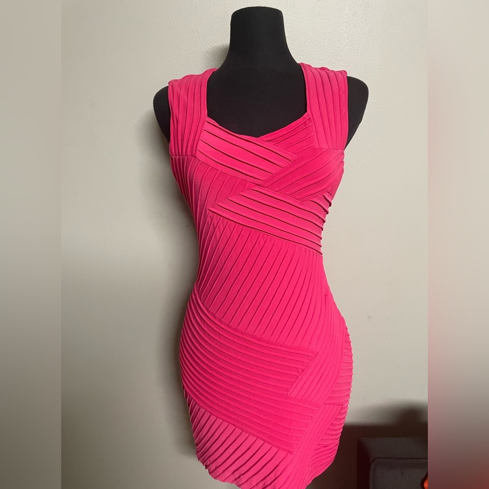 CALVIN KLEIN Hot Pink Fitted & Sleeveless Mini Dress
